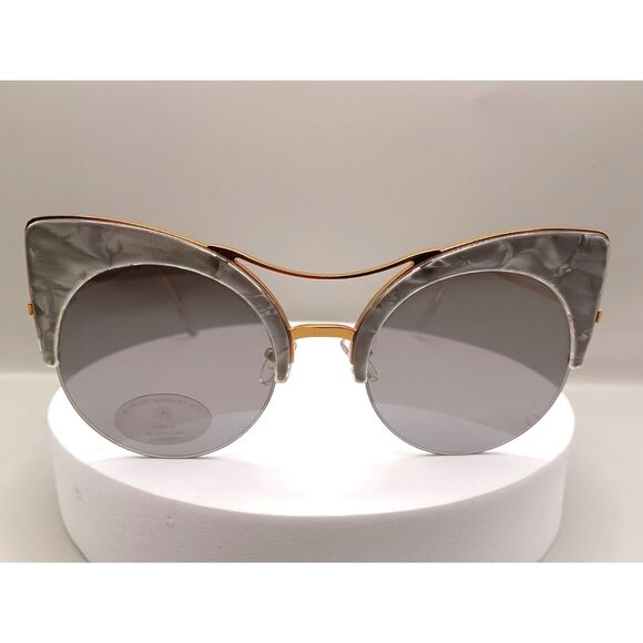 Aldo Cat Eye Classic Retro Style Half Rim Frame Smoke Lens Sunglasses - Picture 1 of 13